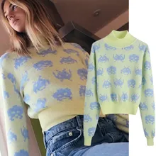 

Maxdutti England Style Sweaters Women Pullovers Tops High Street Jacquard Weave Winter Sweaters Women Ins Fashion Blogger Short