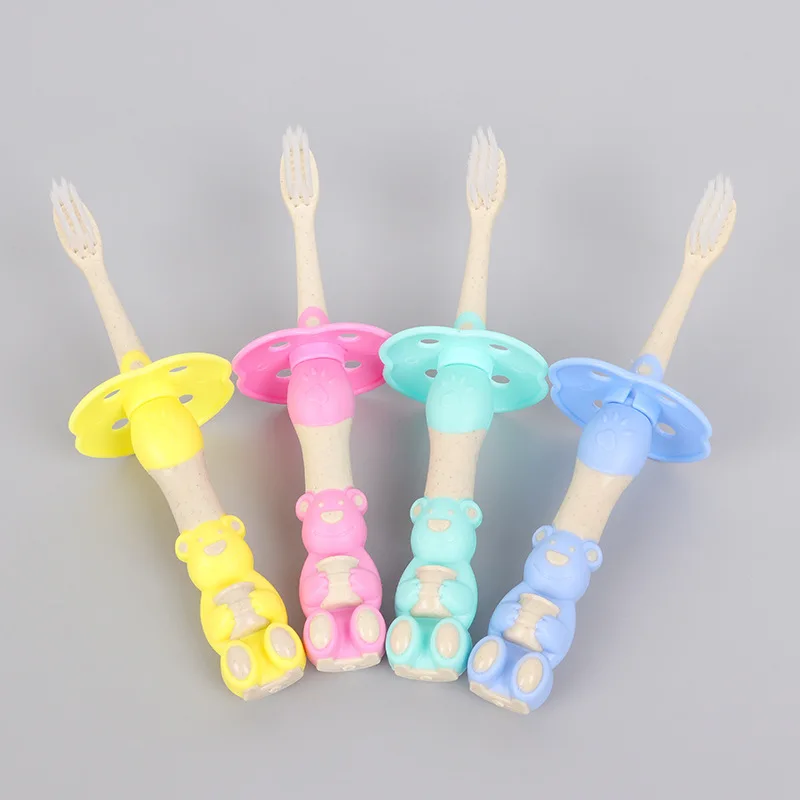 

Wechat Business Hot Selling 3-6-Year-Old Bear CHILDREN'S Toothbrush Anti-slip Gum Shield PCs Cartoon Small Head Soft Bristle Too