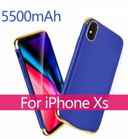 Battery Charger Case For iphone 6 6s 7 8 X XS MAX XR 3500/4000/5500/6000mAh Slim Powerbank Battery Case For iphone 8 7 6 6s plus - Цвет: for iphone  XS blue