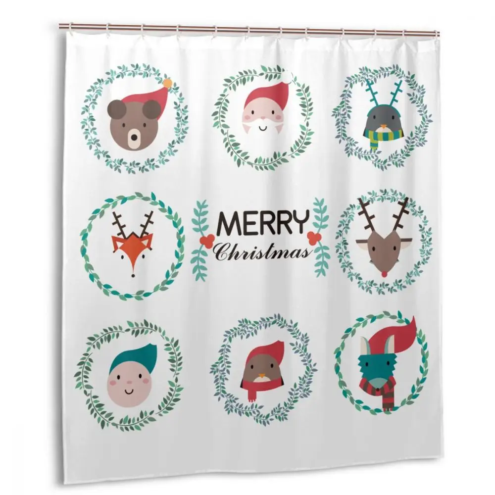 

CHARM HOME Noel Christmas Holiday Best Wishes Plastic Shower Curtain 66x72 InCustomized Bathroom Decorative Waterproof Polyester