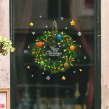 Рождественский венок DIY наклейки на стену оконные стеклянные Праздничные наклейки настенные панно с Санта-Клаусом Новогодние рождественские украшения для домашнего декора