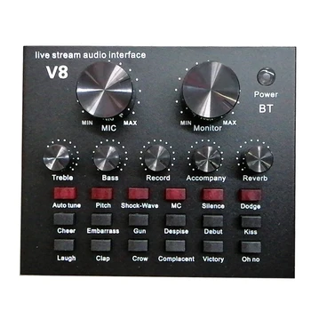 

V8 Mobile Phone Microphone Live Usb External Sound Card for Mobile Computer o Interface Sound Card with Bluetooth