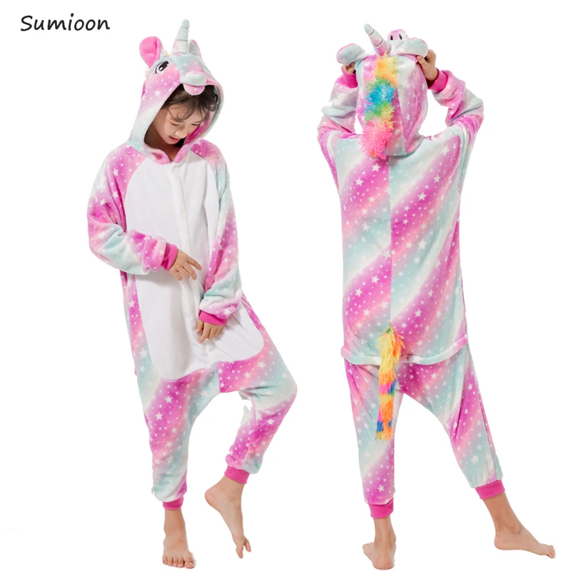 Rose star Новая детская зимняя одежда для сна Kigurumi детские пижамы с единорогом и пандой комбинезоны с единорогом для маленьких мальчиков и девочек возрастом 4, 6, 8, 10, 12 лет - Цвет: Rose star