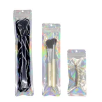 100 Pcs Hologram Aluminum Foil And Transparent Zip Lock Bags Long Plastic Pouch Watch Pen Jewelry Cosmetic Usb Data Cable Bags 1