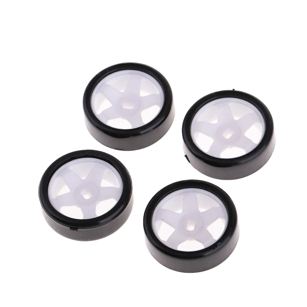 4 Pcs Toy Cars Model Black Wheel Tyre for Two-Drive RC Racing Car, 1/28 Scale