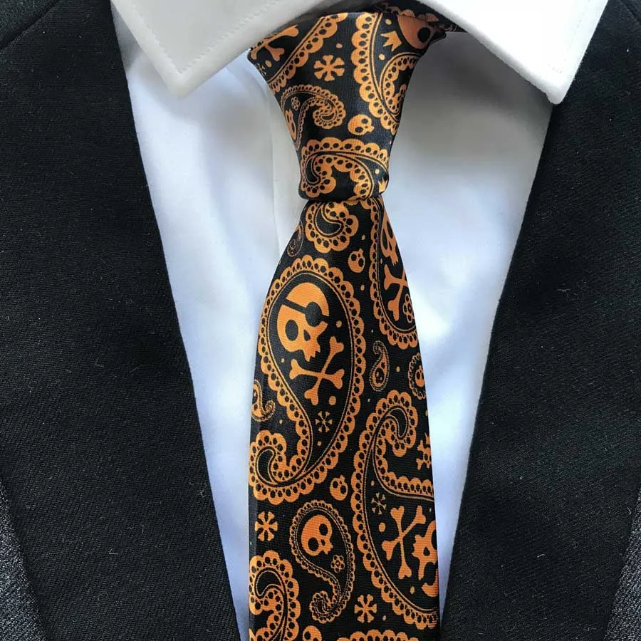 Fashion Men Skull Pattern Necktie Halloween Wedding Party Personality Ties Gravata