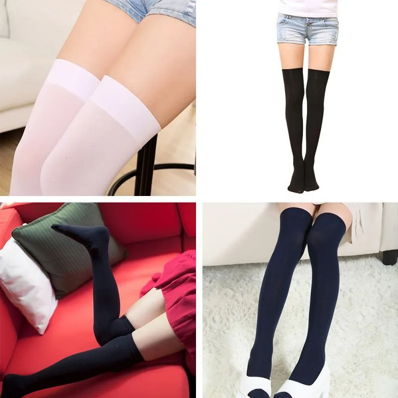 Осень; женщины; бархат выше колена носки чулки черные белые бедра высокие носки для девушек пикантный чулок NS