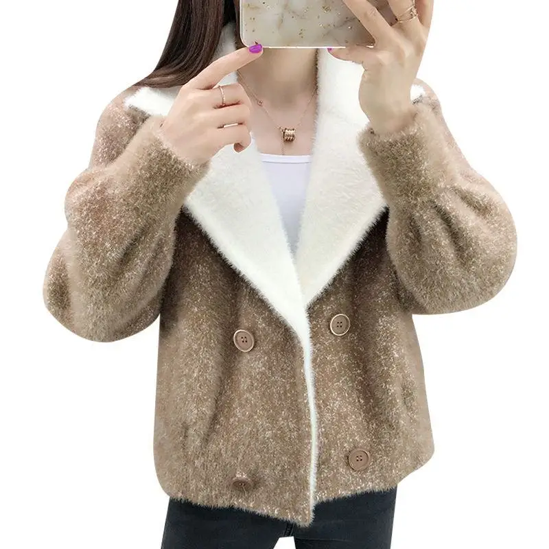 ^*Best Offers 2019 Autumn Winter Women New Faux Mink Soft Knitted Cardigan Sweaters Coat Female Korean Style Jacket Tricot Sweater Jacket Z74
