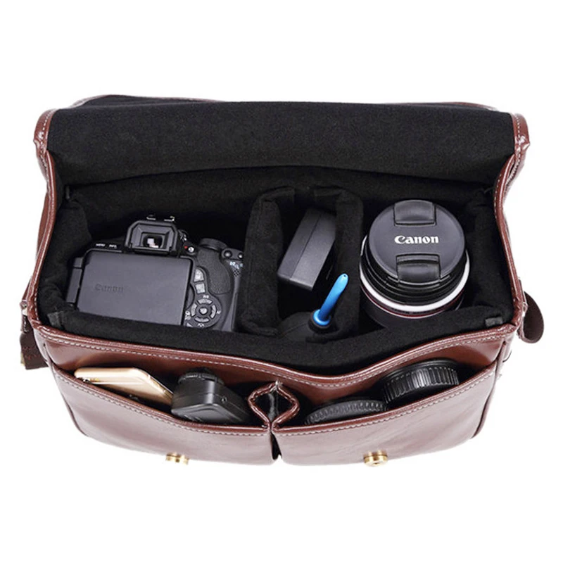 Câmera de Luxo à Moda Couro do Plutônio Ombro à Prova Mensageiro para Canon Foto Moda Retro Case Bolsa Dslr Nikon Sony l - Image 2