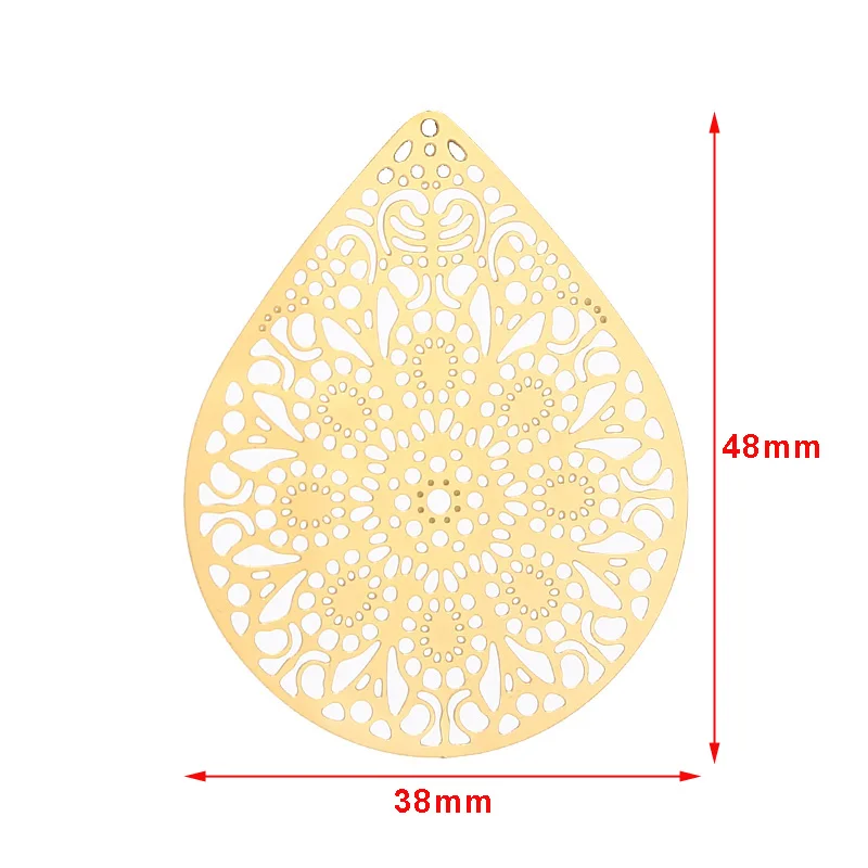 Позолоченные подвески из нержавеющей стали с выемкой в виде листа для изготовления ювелирных изделий своими руками, 48 мм* 38 мм - Окраска металла: style 2