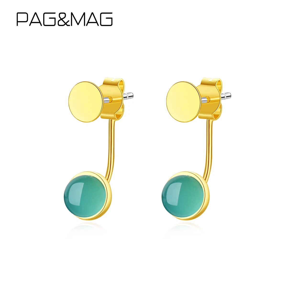 Boucles d'oreilles rondes en cristal vert minimalisme pour femmes, en argent Sterling, pierre_voghion.com
