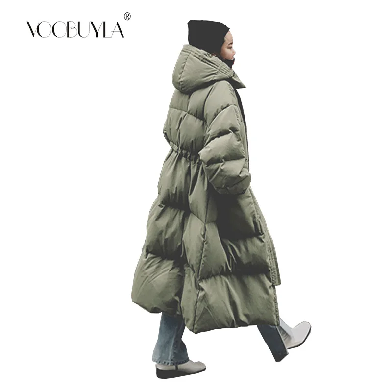 

Hooded Cotton-padded Oversize Long Warm Coat Long Sleeve Loose Fit Women Parkas Fashion Snow Wear Winter 2019 Thicken Jacket