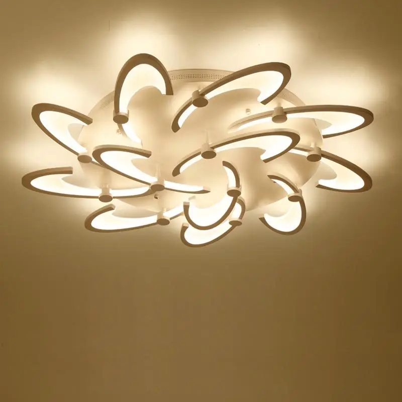 

Modern Led Chandelier With Remote Control White Acrylic Lamp Living Room Kitchen Foyer Lustre Decor Home Lighting Fixtures 220v