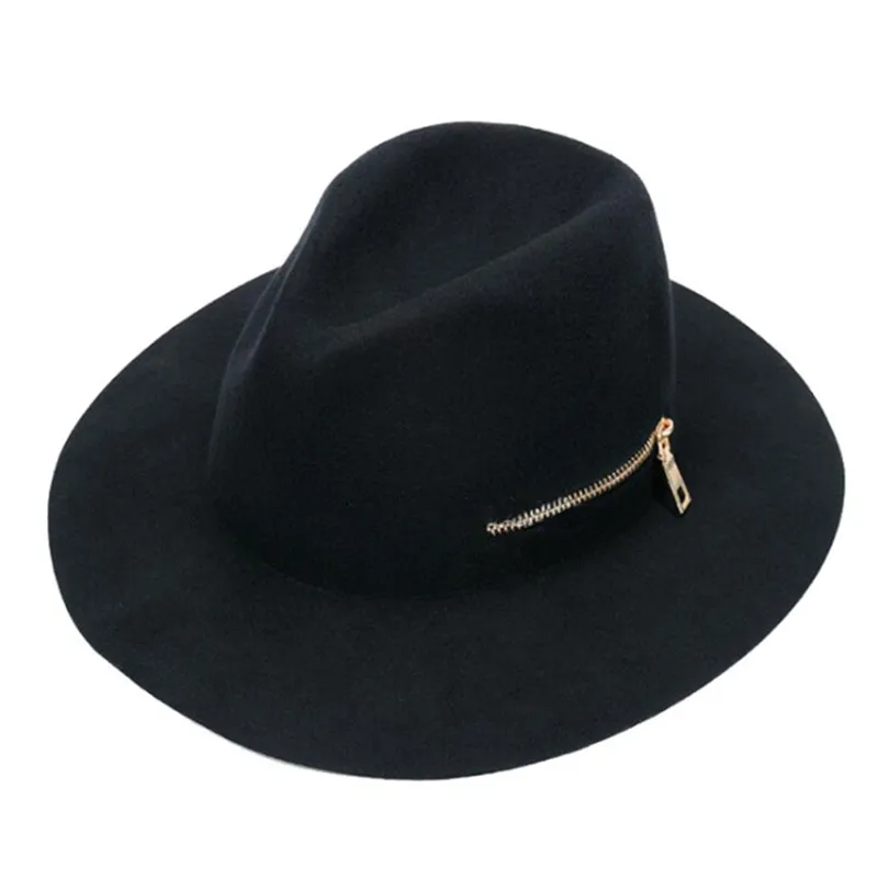 

Zipper 2021 shallow fedora hat retro woolen hat ladies European punk chain novelty flat cap men hat street fashion wild trend