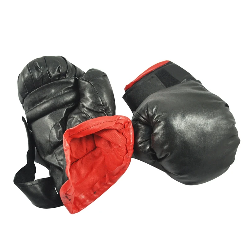 

Black Faux Leather Sponge Pad Boxing Gloves Pair For Child