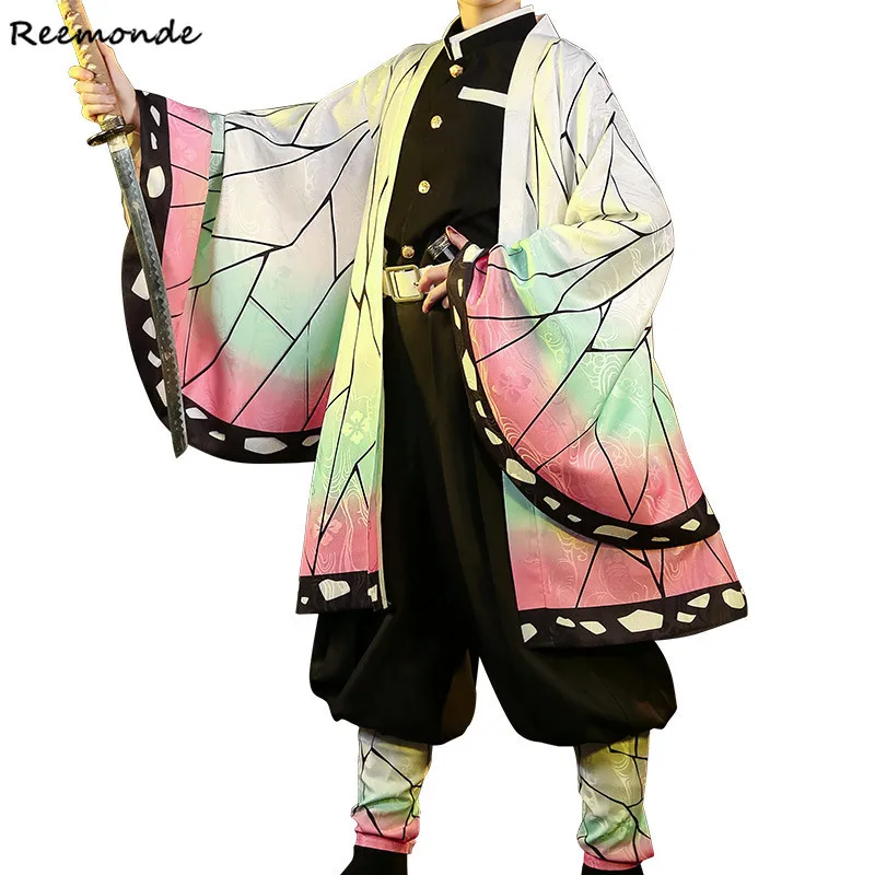 Аниме демон убийца Kimetsu no Yaiba кимоно Kochou Shinobu косплей костюм для женщин Бабочка пальто рубашка брюки униформа Одежда для девочек