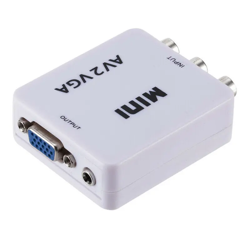 Мини HD AV2VGA видео конвертер коробка AV RCA CVBS к VGA HDTV адаптер Горячая