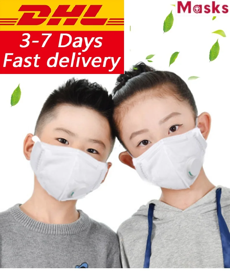 

Children N95 Respirator Face Masks with Breath Valve Kids CE Certified Protective KN95 Mouth Dust Flu Gas Masks DHL Fast Ship