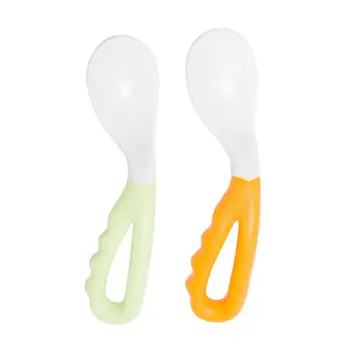 

Infant Spoon Baby Utensils Spoons Safety Feeding Bending Spoon Curved Flatware QX2D