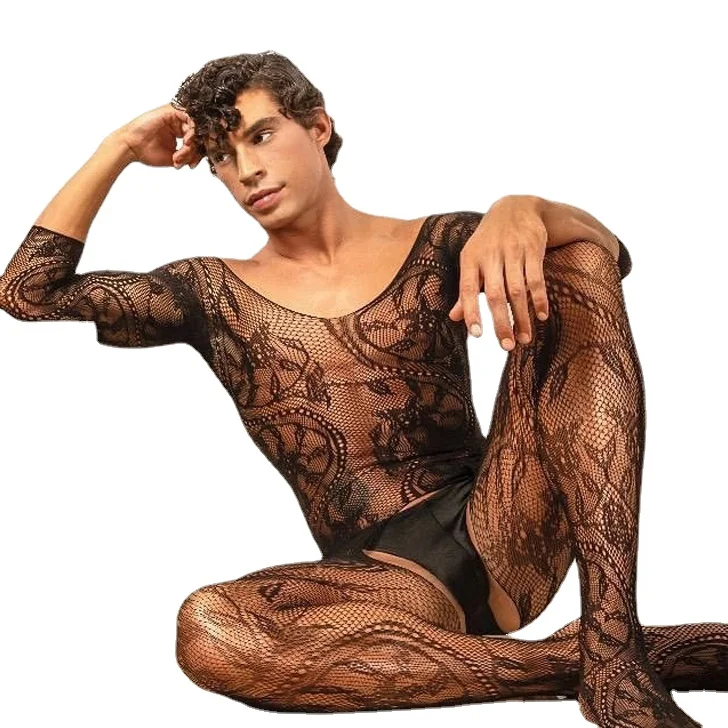 Fetish Underwear for Men's Body Stockings Man Fishnet Bodysuits Crotchless Lingerie Sissy Jumpsuit Male Erotic Porno Sleepwear Men Underwear