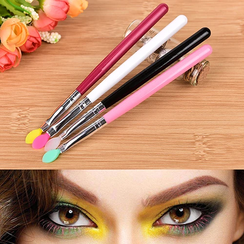 

1PC Professional Silicone Head Brush Wood Eyeshadow Eye Shadow Powder Eyebrow Lip Face Makeup Tools