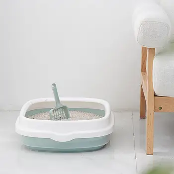 

Cat Litter Pan Semi-Closed Detachable Open Cat Toilet Cat Litter Pot With Shovel Pet Cleaning Supplies Easy To Clean