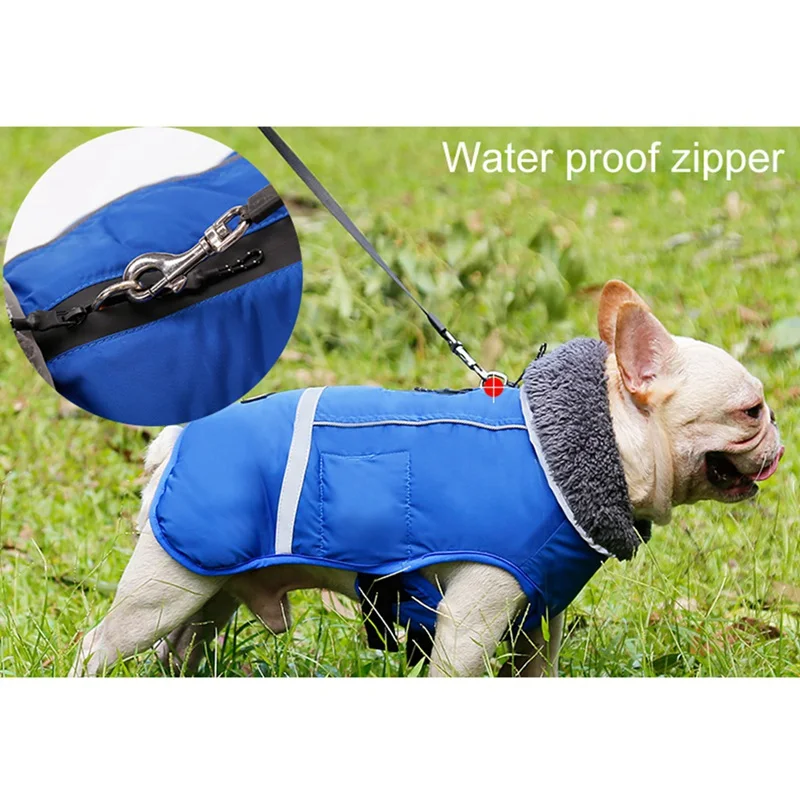 Теплая куртка светоотражающее водонепроницаемое пальто с поводком кольцо Костюм Собака Домашние животные одежда для зимы Щенок Одежда для собак