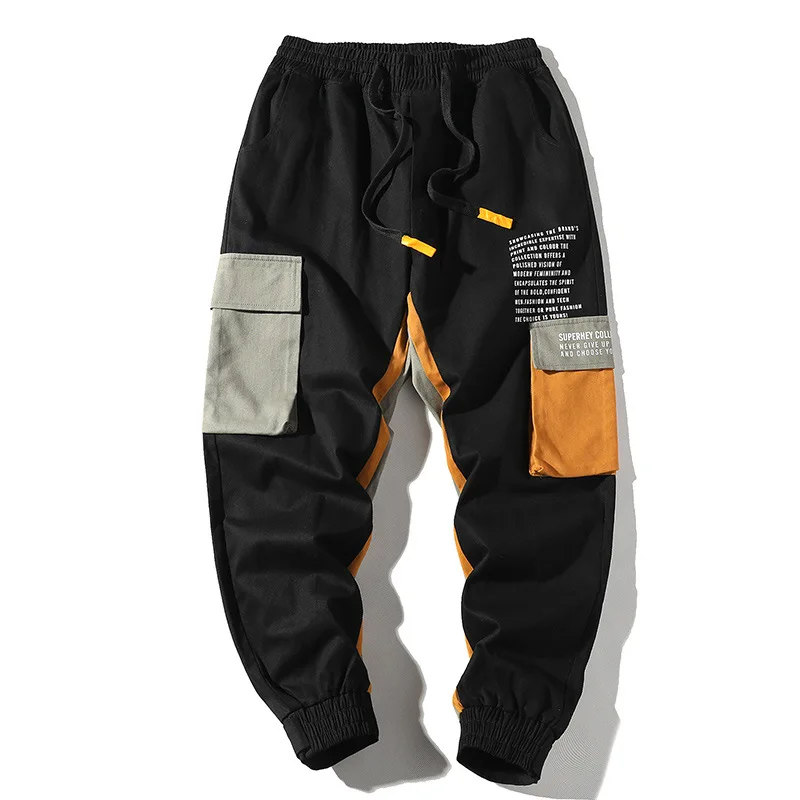 

Hip Hip Pants Vintage Color Block Patchwork Multi-pocket Cargo Harem Pant Streetwear Harajuku Jogger Sweatpant Cotton Trousers