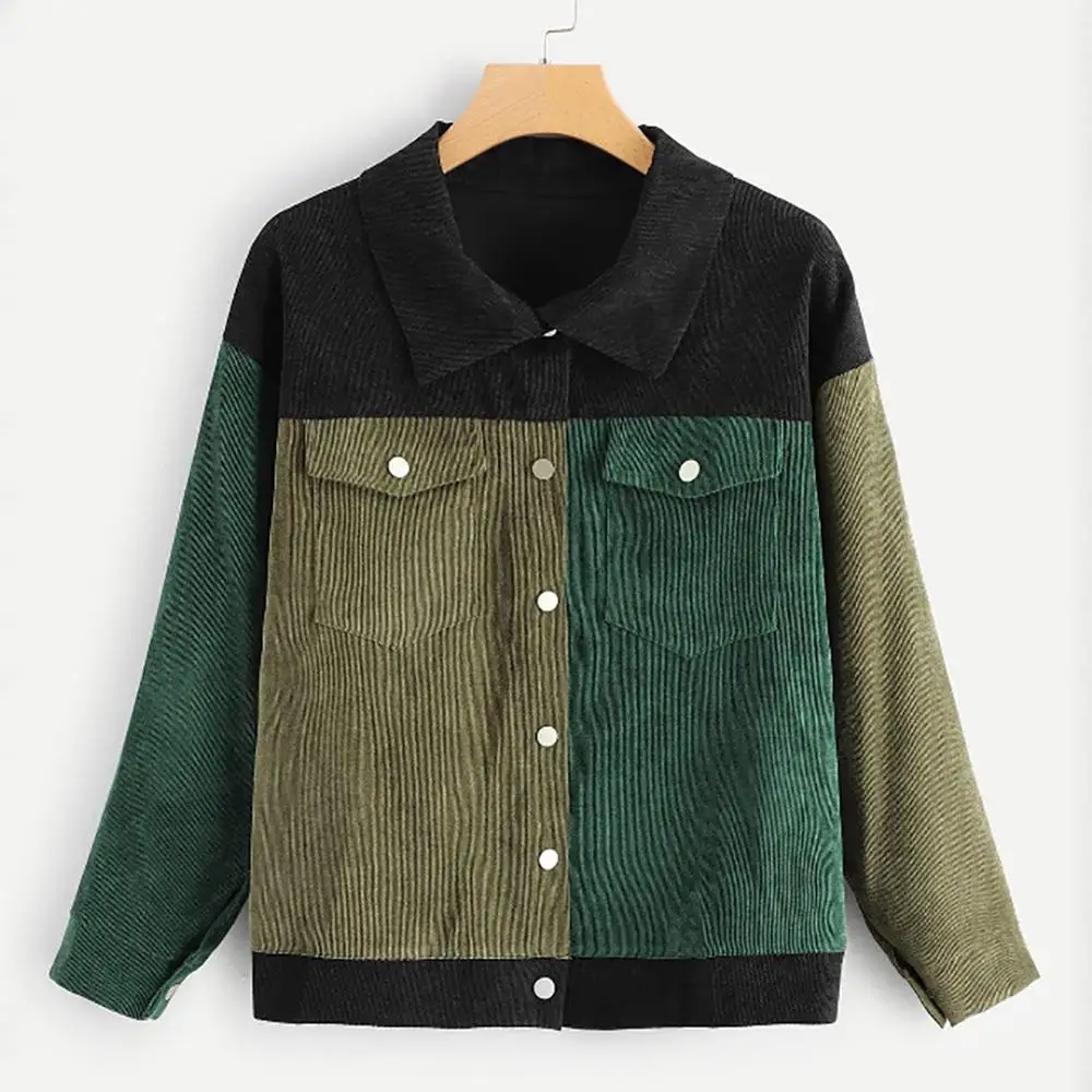 

Women's Autumn And Winter Coat Jacket Splicing Button Long-sleeved Clothes Sweater Coat Streetwear Female Outwear