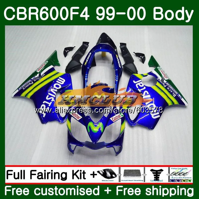 Средства ухода за кожей для HONDA CBR 600F4 CBR600 F 4 CBR 600 F4 1999 2000 Movistar Синий 69CL образования легкой пены. 3 600CC CBR600F4 CBR 600 FS CBR600 F4 99 00 обтекатели