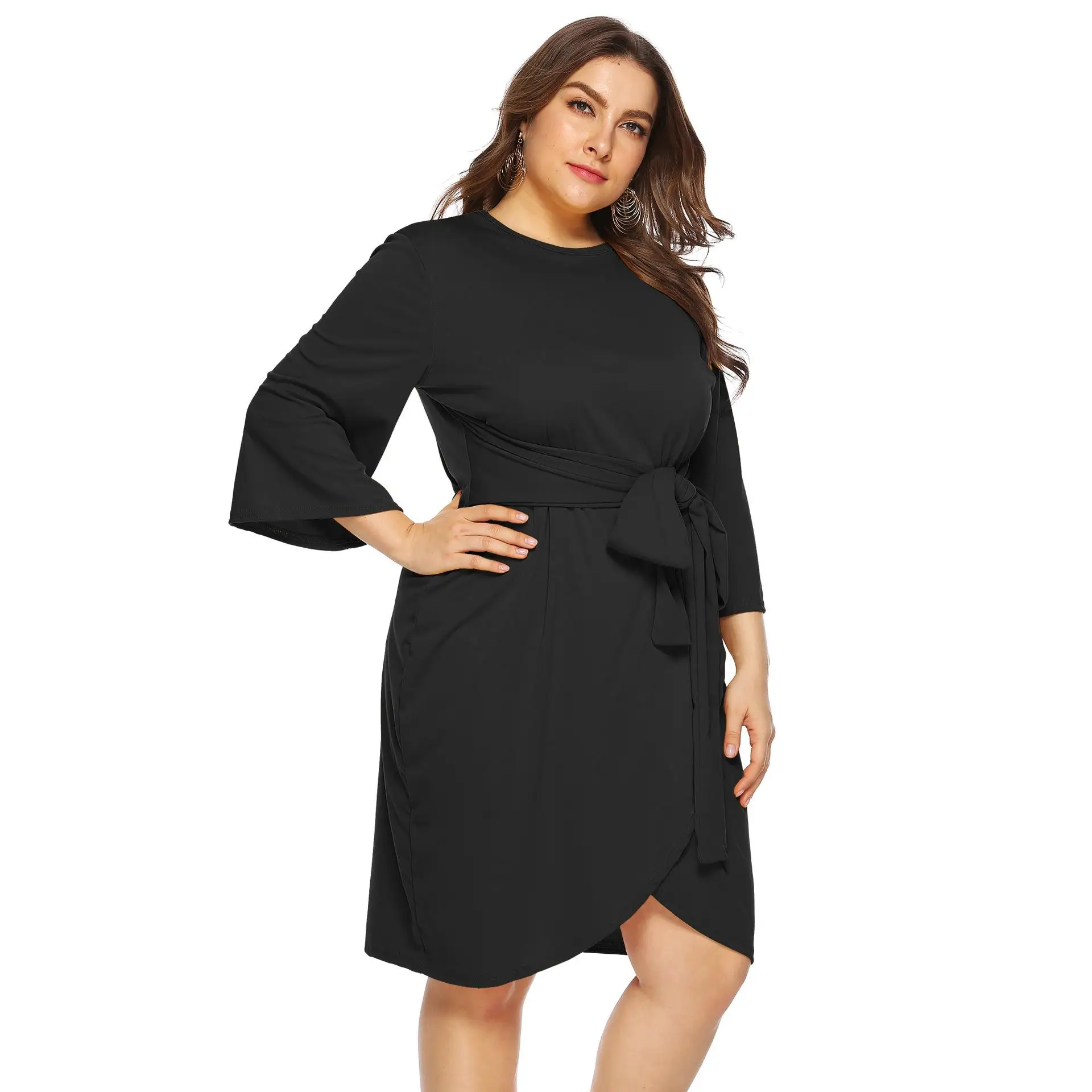4XL осенне-зимнее женское платье большого размера желтое повседневное асимметричное офисное платье с перекрещивающимися бретелями женское элегантное вечернее платье большого размера