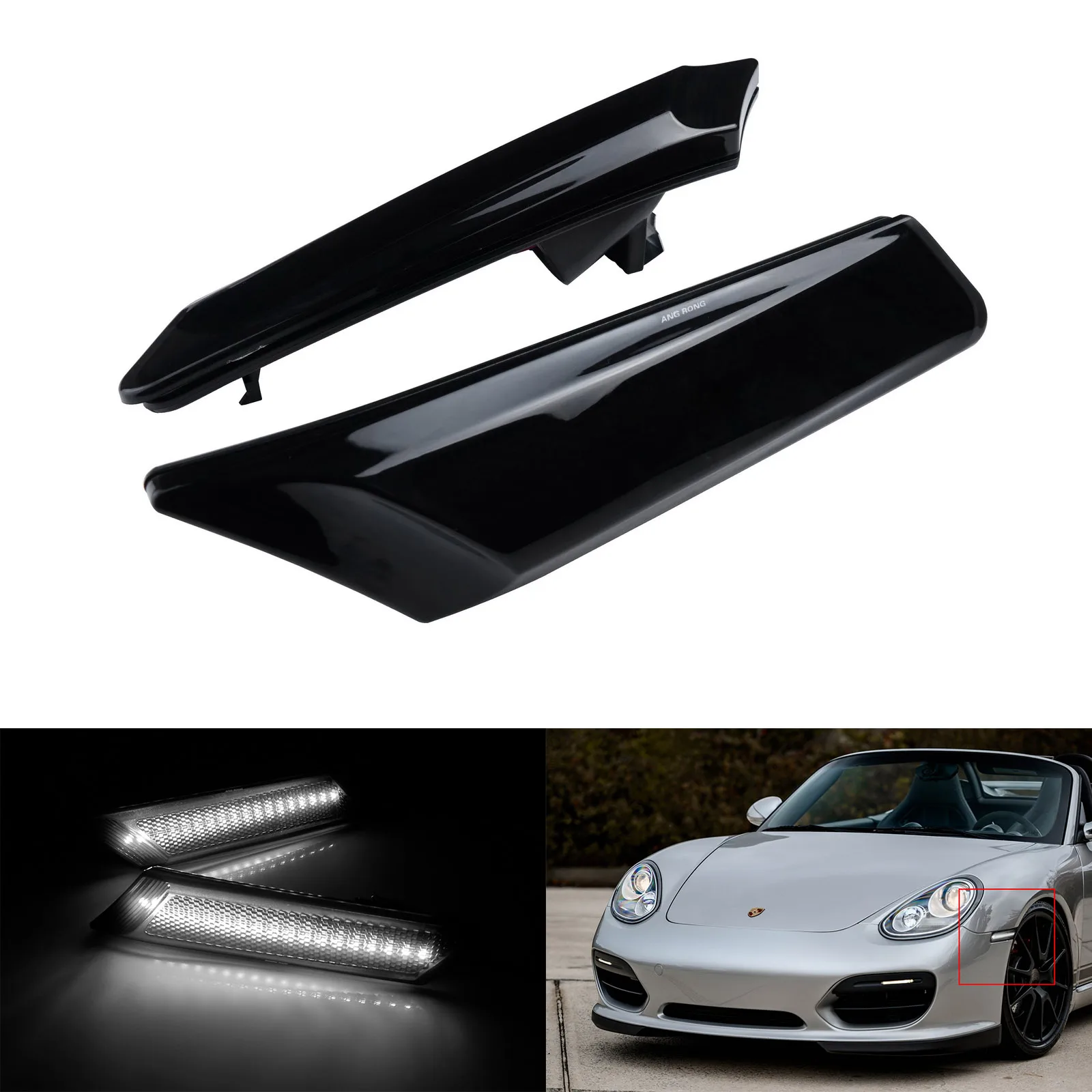 

2x черные линзы, Светодиодный Боковой индикатор, ретрансляторные огни для Porsche Carrera 911 997 987