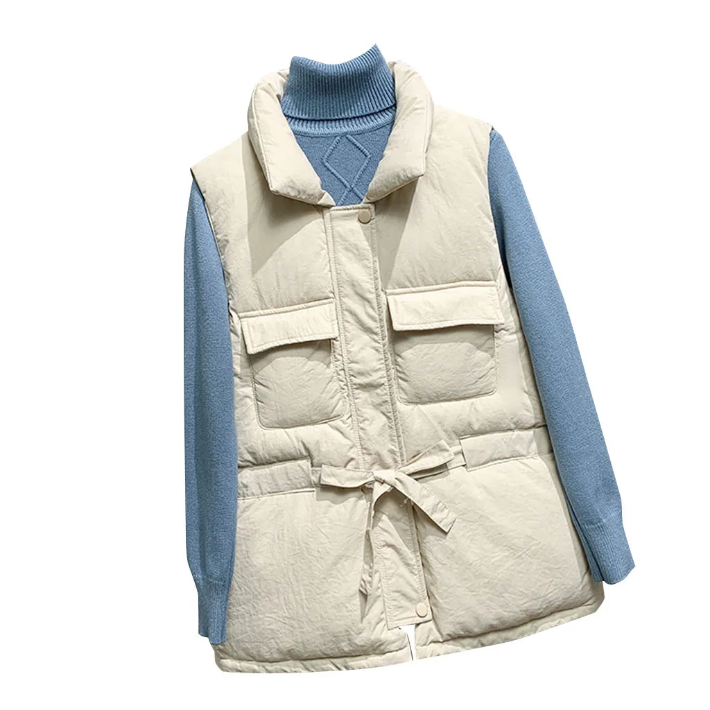 Jaycosin, женская зимняя теплая хлопковая жилетка на молнии с карманами, Толстая Удобная мягкая короткая куртка без рукавов, пальто 116#4