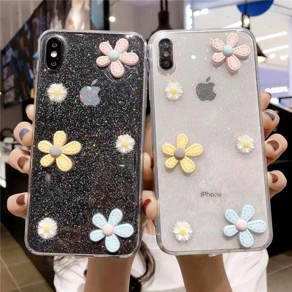 Милый 3D Цветочный чехол для телефона iPhone 11 7 8 X XS Max XR 6 6S Plus Мягкая силиконовая