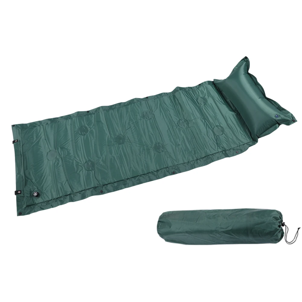 Soft Sleeping Bed Self Inflating Camping Roll Mat Inflatable Pillow Air Mattress Bag Camping Pad Picnic Beach Mat Sand Mat Z25 - Цвет: Green