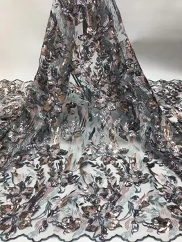 

fashionable tulle embroidery french net lace fabric Sophia-16.8808 with beads for party dress