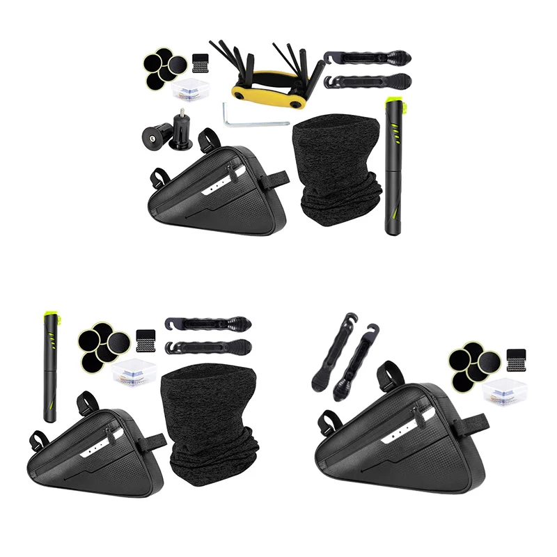Cycling Triangle Kit Tool Tire Repair Face Mask Pump Bicycle Equipment MTB Road Bike Brake Compact Design | Спорт и развлечения