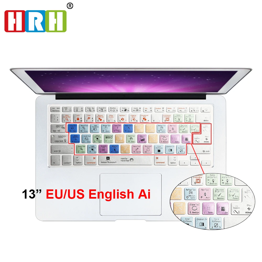 

1pc Adobe Illustrator AI Keyboard Cover Shortcut Printed Cover for MacBook Air Pro Retina 13" 15" 17" iMac Wireless & MacBooks