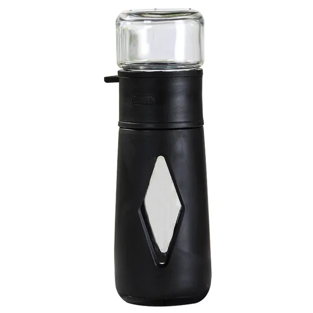 Insulated Cup with Filter 316 Stainless Steel Tea Bottle Tea Infuser Vacuum Cup with Glass Infuser Separates Tea and Water 500ML black glass 500ml