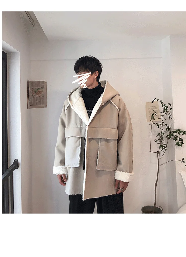 Lamb Wool Fleece Winter Nice Quality Jacket Men Thick Warm Parka Windproof Streetwear Hip Hop Student Clothes Korean Coat