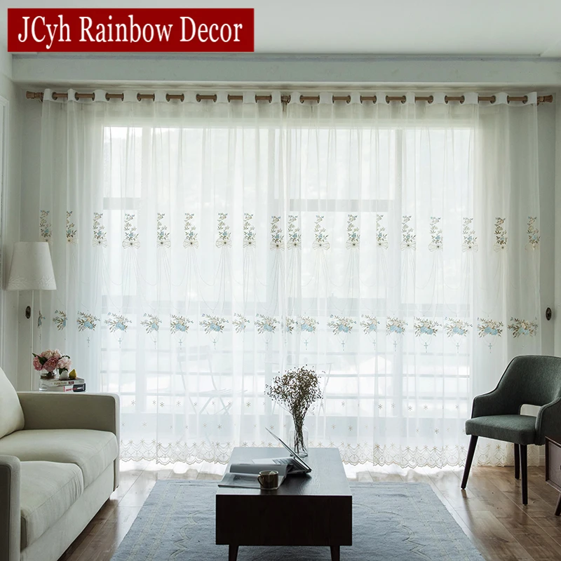 Роскошные тюлевые занавески с вышивкой для гостиной белые прозрачные Занавески