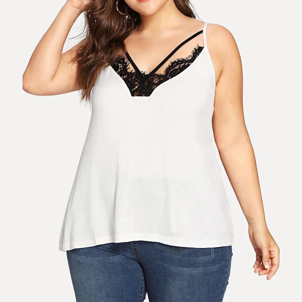 Camis Blusas женские летние кружевные ремни с открытыми плечами красивые женские белые без рукавов регата VogueTops Урожай Плюс Размер 5XL