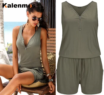 

KALENMOS Women Summer Rompers Jumpsuit Playsuit Plus Size Beach Vacatipn Shorts Pants 5XL Sleeveless Bodysuit Leisure Streetwear
