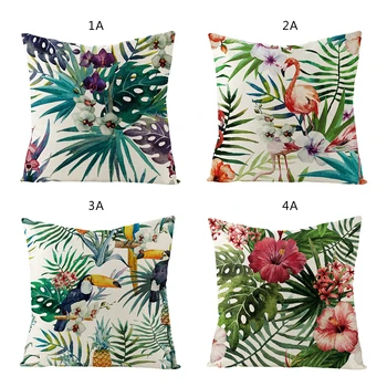 

Cushion Cover Tropical Cotton and Linen Plants Bedspread Pillowcase Square House Sofa Pillow Cover 45 x 45 cm