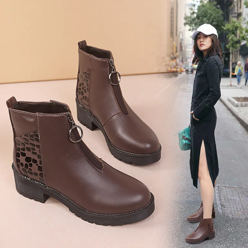 

Martin Boots Women's British-Style Flat round-Toe Short Boots Women's 2019 Autumn And Winter New Style Korean-style Versatile Sh