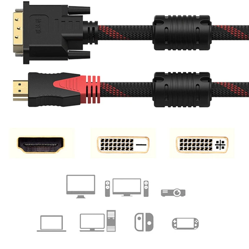 1 м 1,5 м 2 м 3 м 5 м 10 м HDMI к DVI DVI-D кабель 24+ 1 pin адаптер Кабели 1080p для lcd DVD HDTV xbox PS3 Высокоскоростной hdmi кабель
