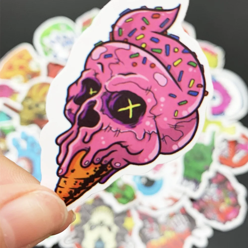50PCS skull doodle cartoon creative stickers, horror,  waterproof, fun stickers for mobile phones, scrapbooking / decoration