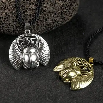 

Vintage Scarab Pendant Egyptian Eye Of Horus Insect Beetle Necklace Amulet Protection Symbolic Eye of Providence Jewelry
