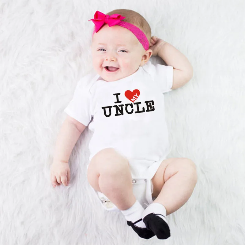 Милый Забавный детский комбинезон с надписью «I Love My Uncle Baby»; Забавный детский комбинезон; Рождественский семейный комбинезон для малышей; комбинезоны детская одежда