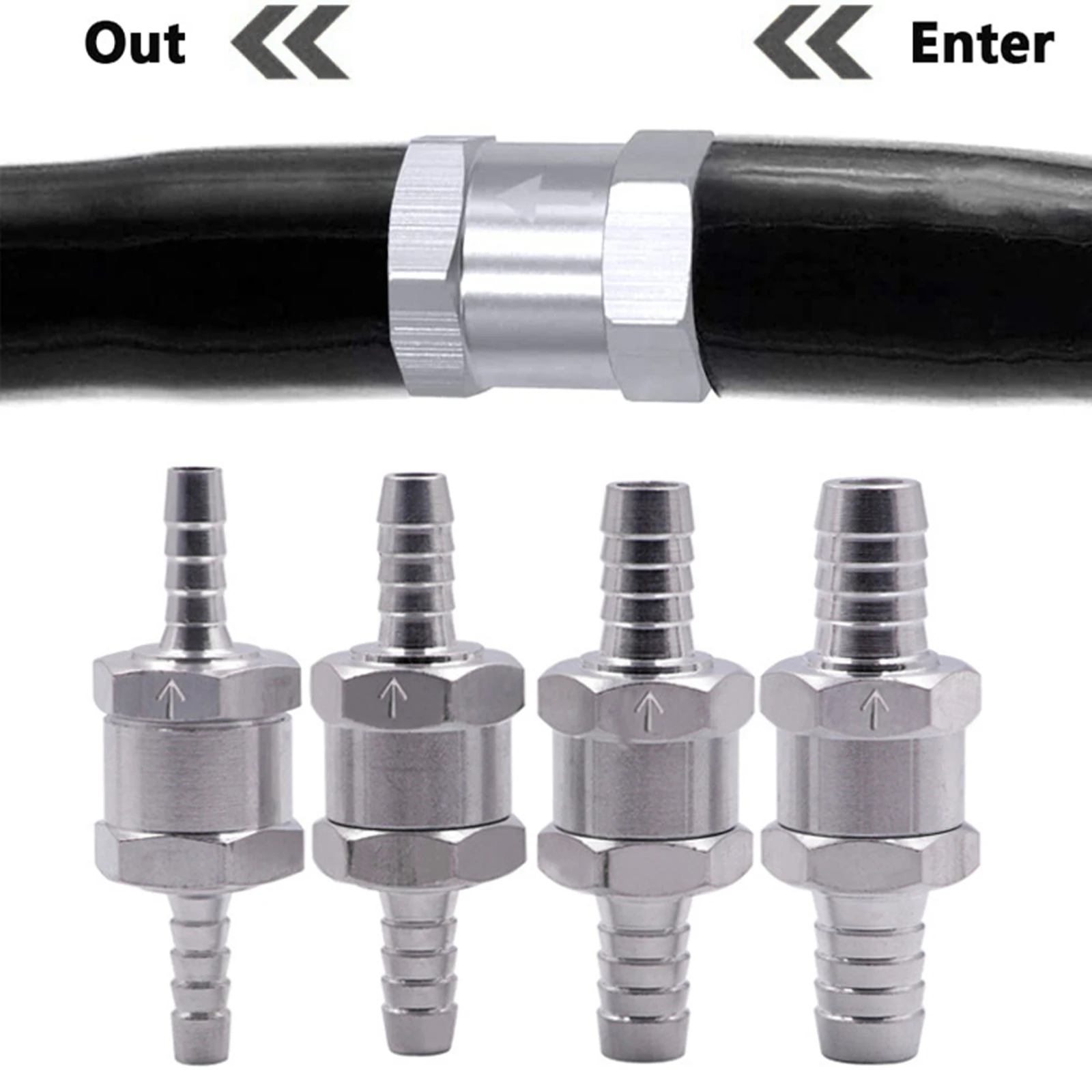Fuel Non Return Check Valve Aluminium Alloy Petrol Diesel Water Fuel Line One Way Check Valve for Car Motorcycle Caravan Ship